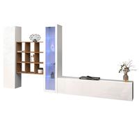 Parete Attrezzata Soggiorno 350x30x180 cm Maruska n°24 Bianco Lucido