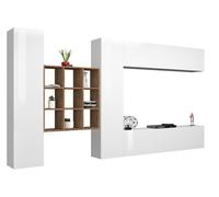 Parete Attrezzata Soggiorno 350x30x180 cm Maruska n°29 Bianco Lucido