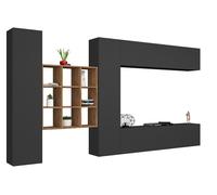 Parete Attrezzata Soggiorno 350x30x180 cm Maruska n°29 Grigio Antracite Opaco