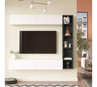 Parete Attrezzata Tamael Truciolato Bianco Grigio Scuro Moderno SET 3 pz