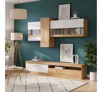 Parete attrezzata Tokio colore rovere e bianco