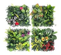 Parete d'erba, 4 pezzi da 25 x 25 cm decorativi e protetti dai raggi UV, pannelli verdi | per esterni, interni, matrimoni, balcone, patio, soggiorno, ufficio, ristorante, caffetteria e cabina