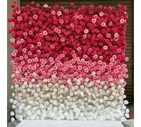 Parete di fiori artificiali in tessuto rosa sfumato, parete di sfondo vegetale fatta a mano, per vetrine di centri commerciali/sfondi per matrimoni/decorazioni fotografiche(C,1 * 2m/3.28 * 6.56FT)