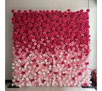 Parete di fiori artificiali in tessuto rosa sfumato, parete di sfondo vegetale fatta a mano, per vetrine di centri commerciali/sfondi per matrimoni/decorazioni fotografiche(3 * 3m/9.8 * 9.8FT)