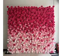 Parete di fiori artificiali in tessuto rosa sfumato, parete di sfondo vegetale fatta a mano, per vetrine di centri commerciali/sfondi per matrimoni/decorazioni fotografiche(B,2 * 2m/6.56 * 6.56FT)