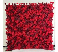 Parete di rose artificiali rosse di grandi dimensioni su base di tessuto, parete di sfondo vegetale fatta a mano, per vetrine di centri commerciali(2 * 2m/6.56 * 6.56FT)