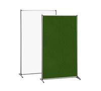 Parete divisoria bifacciale 100x190 cm, feltro verde e superficie magnetica bianca in alluminio anodizzato