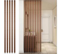 Parete divisoria divisoria dal pavimento al soffitto con doghe in legno | Colonna divisoria for schermo alto, soggiorno, ingresso moderno, ristorante(Wood 5pcs,240cm/94.4in/7.87ft)