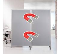 Parete divisoria in policarbonato e acciaio Dimensioni 80x40xh 170 cm con I pannelli sono accostabili magneticamente. Ruote grigio chiaro grigio