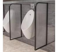 Parete divisorio per orinatoio con telaio in acciaio inox e pannello in vetro temperato per la privacy del bagno pubblico e protezione impermeabile