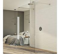 PARETE DOCCIA FISSA BOX WALK IN VETRO CRISTALLO 8MM TRASPARENTE FREE STANDING