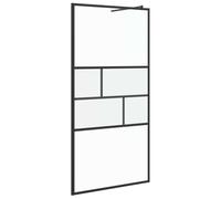 Parete doccia a pavimento, nero, 100 x 195 x 0,5 cm, vetro di sicurezza ESG e alluminio, senza cornice con nano-rivestimento, parete laterale paraspruzzi per bagno e doccia