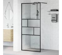 Parete doccia a pavimento, nero, 90 x 195 x 0,5 cm, vetro di sicurezza ESG con telaio in alluminio, vetro doccia senza cornice, come paraspruzzi e parete laterale per bagno e doccia