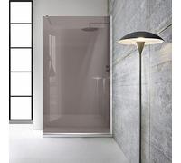 Parete doccia da 110 cm, 8 mm, color bronzo, vetro e acciaio inox, design moderno per bagno, dimensioni 70/80/90/100/110/120 cm, resistente ed elegante, 110 x 195 cm