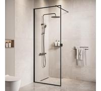 Parete doccia Georgia 50 cm x 200 cm - nero - Walk-in doccia 8 mm vetro di sicurezza