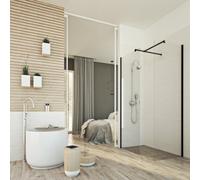 Parete doccia Idralite vetro 8 MM h 198 CM mod. Walk in Corner 90x150 CM Black