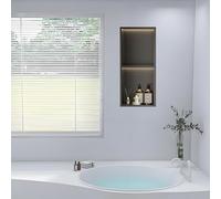 Parete doccia in acciaio inox 304 con luce, nero opaco da incasso rt, nessuna piastrella richiesta, massimizzatore di spazio per il bagno di stoccaggio e nization