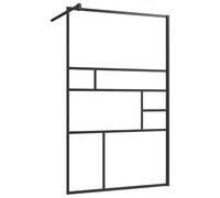 Parete doccia per cabina doccia 100 x 195 cm in vetro temperato trasparente con serigrafia nera e alluminio | Elementi doccia stabili per bagni moderni | Montaggio facile e design durevole