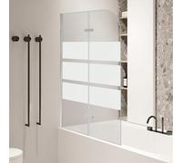 Parete doccia per vasca da bagno 100x140cm, schermo doccia pieghevole a 2 parti in vetro, parete doccia vasca da bagno con striscia di sicurezza EGS da 6mm, accessori per cabina doccia, decorazione ba