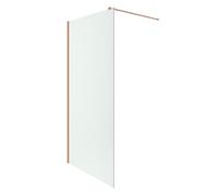 Parete Doccia Walk-In 100 cm Keros, Vetro Temperato 8mm Anticalcare, Profilo Alluminio Rame Spazzolato, Altezza 200 cm, Installazione Reversibile Dx/Sx con Barra Stabilizzatrice