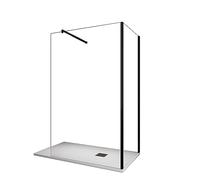 Parete Doccia Walk-in Angolare Doppio Vetro 8 mm Reversibile telaio nero 88-90 x 88,5-90,5 cm (CWALKINBLACK90X90)
