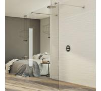 PARETE DOCCIA FISSA 120 CM BOX WALK IN VETRO CRISTALLO TRASPARENTE FREE STANDING