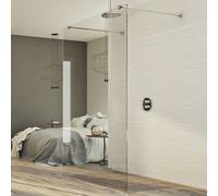 PARETE DOCCIA FISSA BOX WALK IN VETRO CRISTALLO 8MM TRASPARENTE FREE STANDING