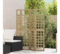 Parete frangivista per esterni con 4 pannelli in legno di pino trattato, design a griglia resistente alle intemperie per privacy all'aperto, pieghevole e facile da montare, ideale
