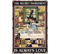 Parete In Metallo Poster L'Ingrediente Segreto È Sempre L'Amore Metallo Poster Vintage Targa In Metallo Per Cucina Decorazione Da Parete Garage,20X30cm