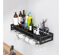 Parete Mensola A Muro Per La Conservazione, Porta Bottiglie Di Vino Da Parete 60/80/100cm, Montaggio A Vite, Portabottiglie Da Appendere In Metallo, Porta Bicchieri Da Vino In Ferro ( Color : Black ,