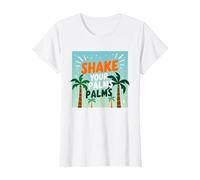 Parete per Feste sulla Spiaggia Tropicale Shake Your Palms Palms Maglietta, Donna, Bianco, L