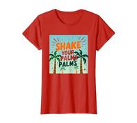 Parete per Feste sulla Spiaggia Tropicale Shake Your Palms Palms Maglietta, Donna, Rosso, XS