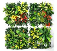 Parete per piante da esterni, 4 pezzi, 25 x 25 cm, piante artificiali da parete, decorazione per balcone e giardino, piante da parete, decorazione per interni ed esterni, siepi artificiali come