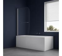 Parete Sopra Vasca Anta Singola Vetro Temperato 140x90cm Orientabile 180 gradi - : , CONFEZIONE: 1 pz., Tipo di cristallo: Trasparente