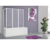 Parete sopravasca pieghevole in alluminio bianco e acrilico opaco 1+3 pannelli 62+133cm altezza 140cm (62+133 cm)