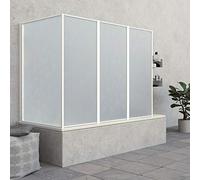 Parete sopravasca pieghevole in alluminio bianco e acrilico opaco 1+3 pannelli 66+133cm altezza 140cm (66+133 cm)