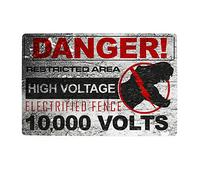 Parete Targhe Cartello Pericolo Avvertimento In Alluminio Ad Alta Tensione Raptor Divertente Targa In Metallo Retrò Targhe Da Parete Per Parete Del Bagno Cucina Bar 20X30Cm
