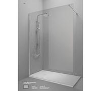 Parete Walk In Alluminio Spazzolato H200 Anticalcare 6mm Trasparente