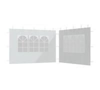 Pareti laterali con finestra per tenda, 2 pezzi, PE, colore bianco | Fissaggio in , impermeabile, resistente ai raggi UV, per gazebo da giardino