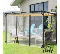 Pareti laterali impermeabili in PVC con cerniera per uso esterno, spessore 0,35 mm, telone trasparente con occhielli per pergola, veranda, padiglione - 6 x 3 m