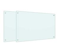 Pareti posteriori da cucina, 2 pezzi, in vetro temperato bianco, 80 x 50 cm, paraspruzzi, spessore 6 mm, con materiale di montaggio, protezione contro gli schizzi di grasso, per cucinare, cuocere e
