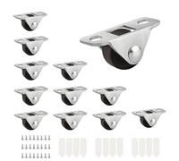 PARFCO 12 Pezzi Ruote Piccole Gomma, 12mm Gomma Morbida Ruote per Mobili Piccole, Rotelline per Mobili con Piastra Metallica, Antiscivolo e Silenzioso Rotelle per Mobili Piccole