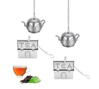PARFCO 4 Pezzi Filtro Te Infusione, Acciaio Inossidabile 304 Filtro per Tisane, con Catena Estesa Colino per Tisane, a Forma di Casa e Pentola Rotonda, per Teiere, Tazze da Tè, Regali