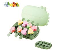 PARFCO Formine per Ghiaccioli per Bambini, 8 Scomparti Stampini per Gelato Bambini, Riutilizzabile Stampi Gelato, con Bastoncino e Coperchio a Forma di Coccodrillo, Grazioso Stampi per Gelati