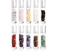 Parfumlism 10 Pack Roll On Vuoto per Oli Essenziali 10ml con Ghiaia di Cristallo, Bottiglie di Rullo di Oli Essenziali Ricaricabili Per Oli Essenziali, Profumi, Tea Tree oil, Aromaterapia