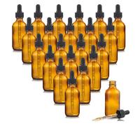 Parfumlism 20 flaconi contagocce in vetro ambrato da 50 ml - con pipette graduate, ideali per oli essenziali, cosmetici, tinture, uso farmaceutico e laboratorio - con etichette e imbuto