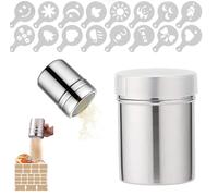Pargi Zucchero a Velo,Spargi Cacao in Acciaio Inossidabile,Spargi Zucchero,Con coperchio e un set di forme per polvere,per Farina Cacao Setaccio per Farina di Caffè con Shaker