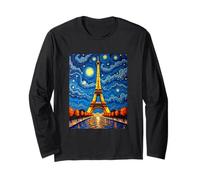 Parigi Arte Notte Stile Impressionista Maglia a Manica