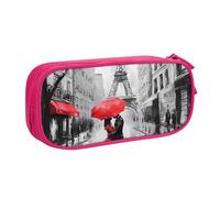 Parigi, astuccio per ragazzi e ragazze, con Torre Eiffel, grande astuccio per penne e cancelleria, organizer per scuola, ufficio, borsa per trucchi con cerniera, Blu, 21x5x10.5cm, Astuccio per trucchi