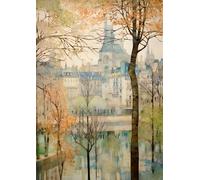 Parigi Autumn River Wall Art - Poster città francese - 12X16/16X20/18X24/24X36